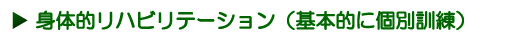 身体的リハビリテーション（基本的に個別訓練）